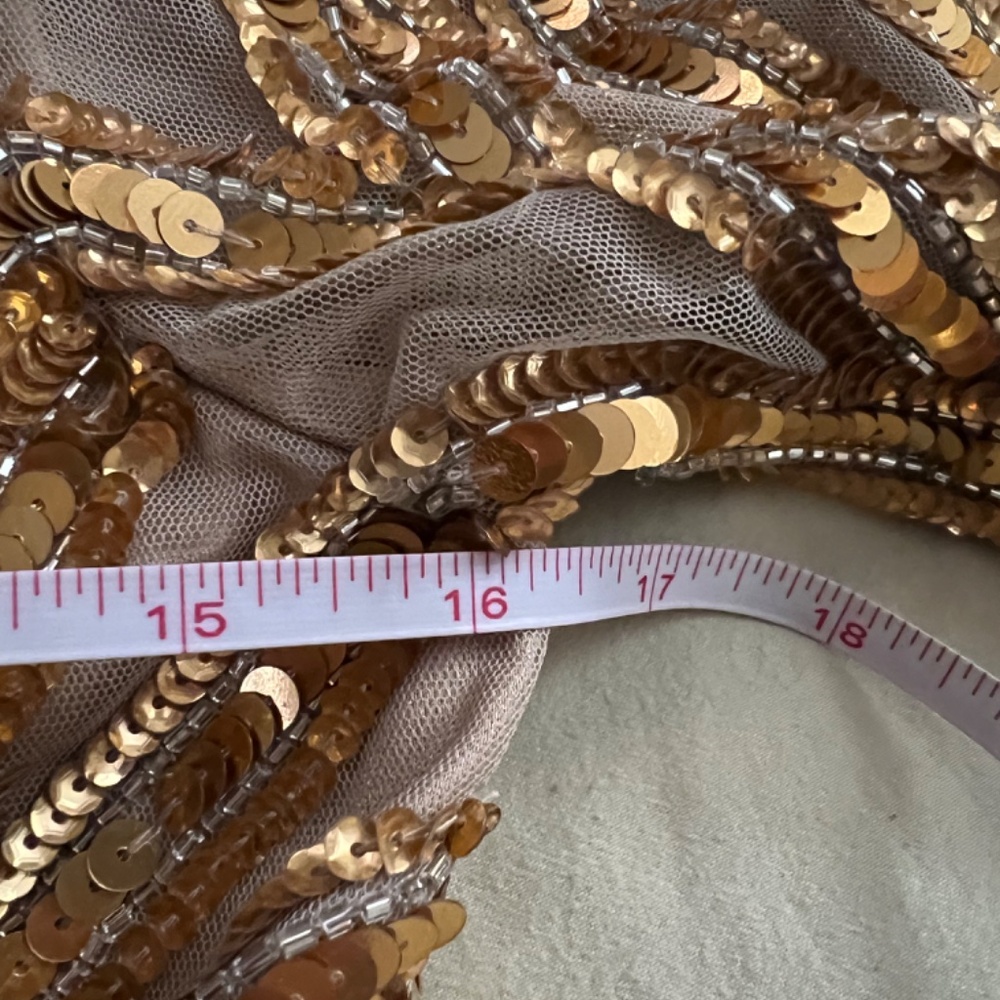 NWT Mac Duggal Long Sleeve Sequin Streaked Copper Dress 5438 - Picture 11 of 12